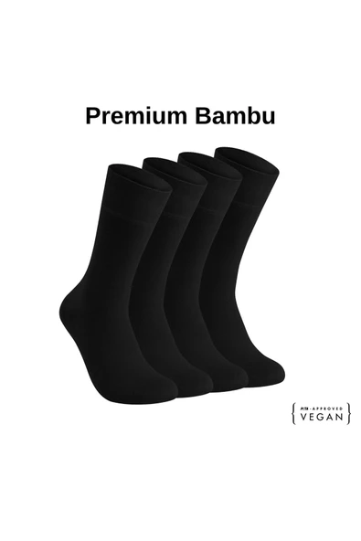Elchee wear  Vegan Ve Organik Siyah Bambu Erkek Oversize, Büyük Beden Çorap 4 Çift 45-48