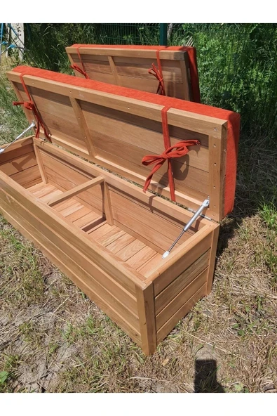 BUĞLEM Sağlam Lüks Ahşap Bahçe Sandık Sedir (100x45x45) Kalın Ahşap Bahçe Depolama - Resim 3