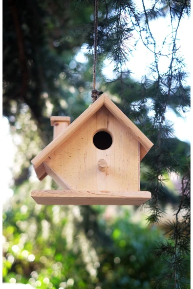 Kocabirekip Ahşap Kuş Yuvası Sedir Masif Dekoratif Kokulu Ağaç Yerli Imalat El Yapımı Doğal Wooden Bird House