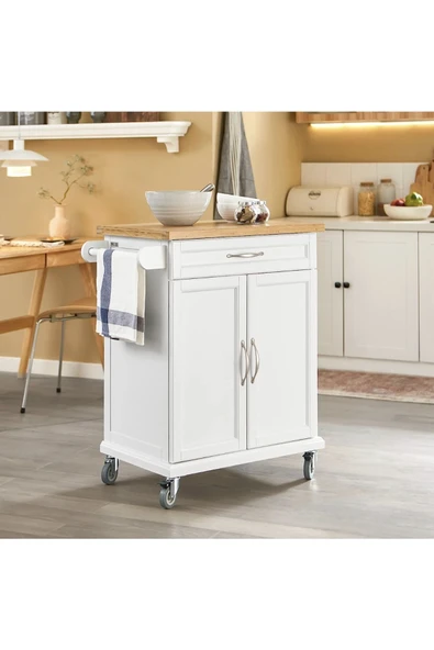 one design Masif Ladin ve Çam Ahşap Tekerlekli Dolap Sehpa