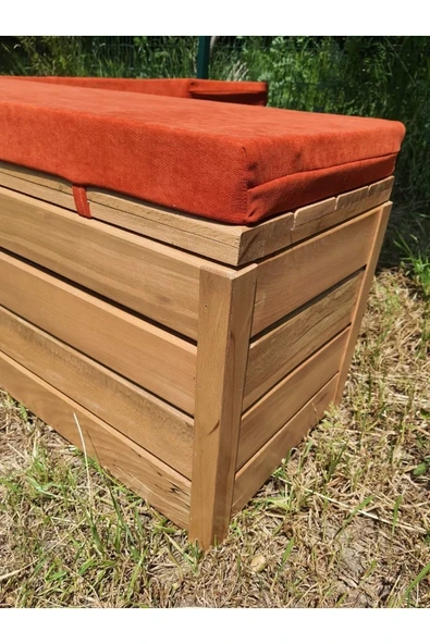 BUĞLEM Sağlam Lüks Ahşap Bahçe Sandık Sedir (100x45x45) Kalın Ahşap Bahçe Depolama - Resim 6