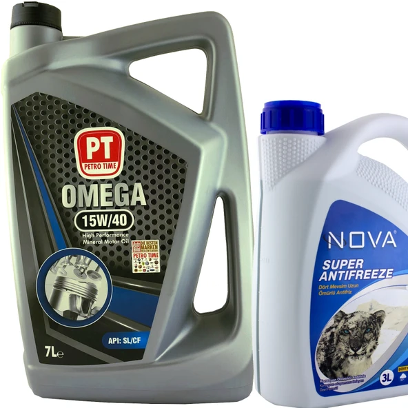 Petro Time 15W-40 Motor Yağı 7 Litre + Yeşil Antifriz 3 L