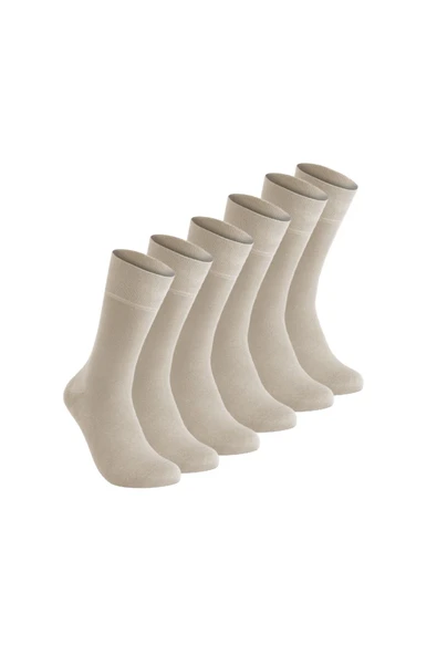 Elchee wear  Vegan Ve Organik Bambu Unisex Soket Bej Çorap 6'lı ürün görseli