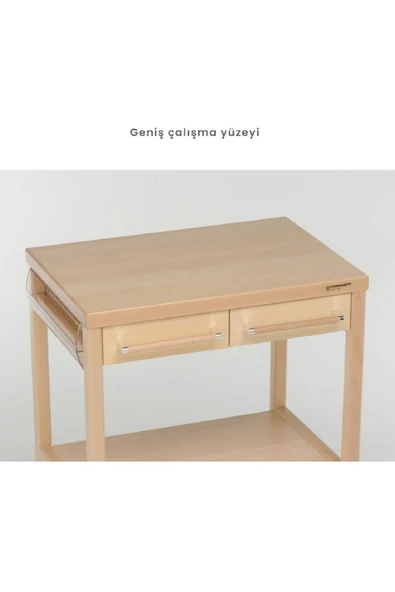 Foppapedretti Benchef Ahşap Mutfak Arabası Beyaz/Doğal Renk - 5