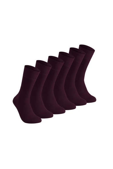 Elchee wear  Vegan Ve Organik Bambu Unisex Soket Bordo Çorap 6'lı ürün görseli