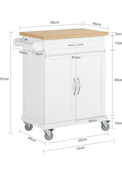 one design Masif Ladin ve Çam Ahşap Tekerlekli Dolap Sehpa - 4