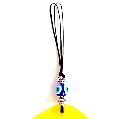 Mavi Nazar Boncuklu Sarı Renk Nazar Boncuklu Damla Desen El Yapımı Duvar Süsü Hediyelik Eşya - 2