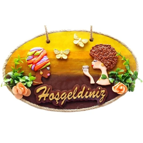 Keyifli Kadınlar El Yapımı Hoşgeldiniz Yazılı Kapı Süsü - 2