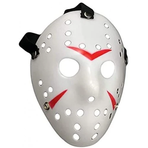 Beyaz Kırmızı Çizgili Tam Yüz Hokey Maskesi - 3