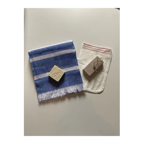 Gelin Hamamı Seti, Premium Peştemal , Ponza Topuk Taşı, Doğal Zeytinyağı Sabun, Kese 4lü Set - 2