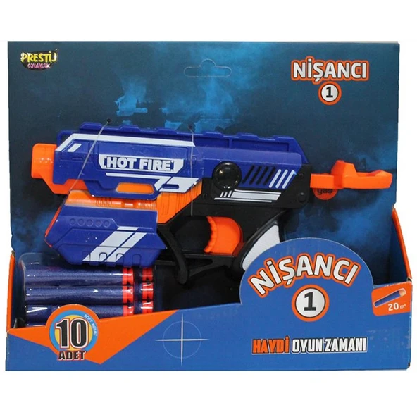 Nişancı 1 Sünger Mermi Atan Oyuncak Silah - 10 Adet Sünger Mermi - 5