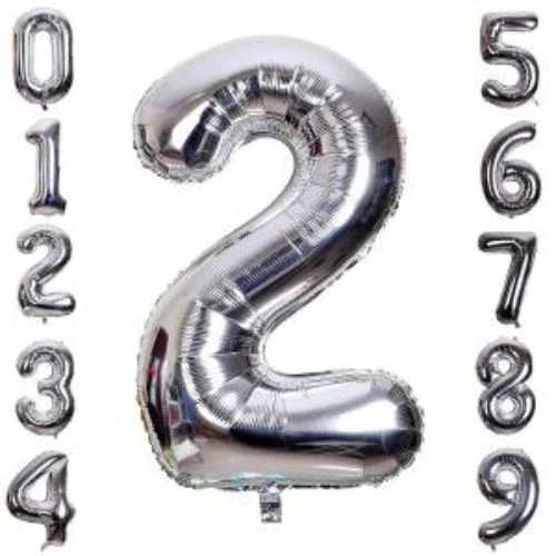 Gümüş Rengi Folyo Rakam Balon 1 Metre - 4