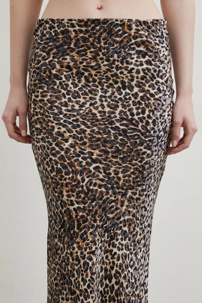 Leopar Desenli Verev Etek Bej - 5