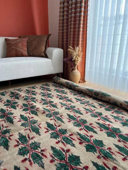 192x273 cm El Yapımı Büyük Halı, Oversize Türk Kilimi, Boho Tarzı Halı, Dekoratif Vintage Doğal Halı - 4