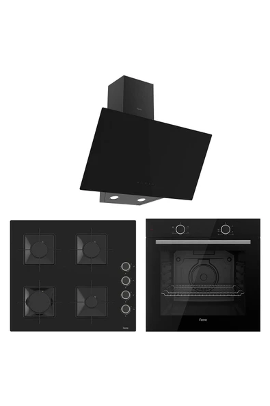 Ferre Elegance Plus Siyah Cam 3'lü Ankastre Set ( Xe61cs-ss205-d077 )