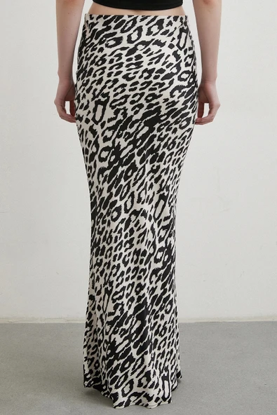 Desenli Maxi Verev Etek Ekru - Resim 6