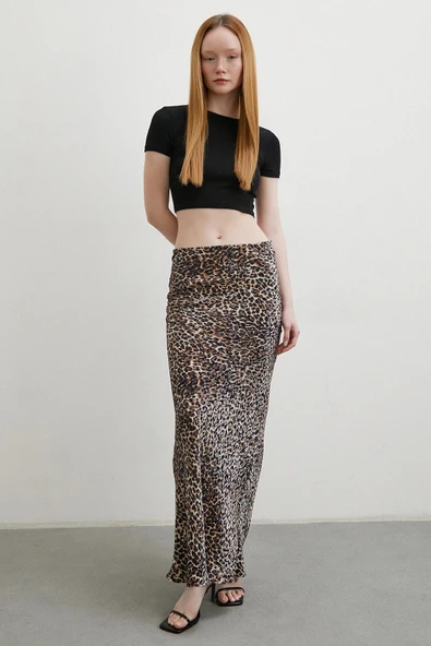Leopar Desenli Verev Etek Bej - 2