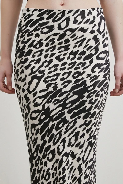 Desenli Maxi Verev Etek Ekru - Resim 5