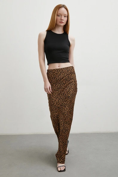 Leopar Desenli Verev Etek Kahve - 4