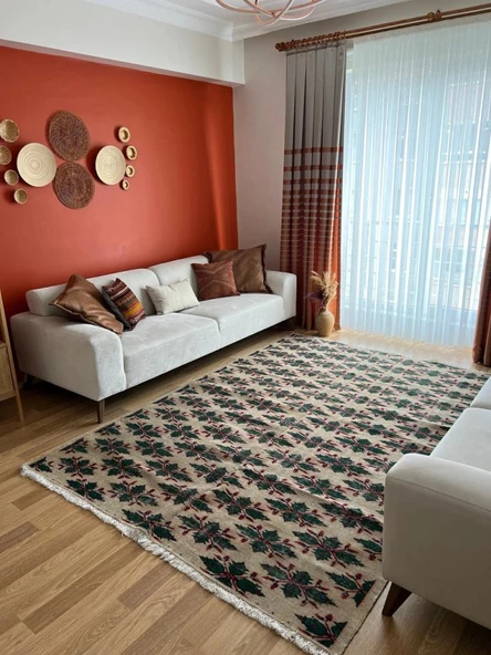 192x273 cm El Yapımı Büyük Halı, Oversize Türk Kilimi, Boho Tarzı Halı, Dekoratif Vintage Doğal Halı