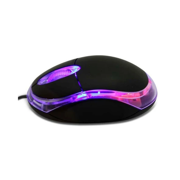 Everest KM-6809 Kablolu Mini Mouse, USB, Işıklı, Siyah - 2