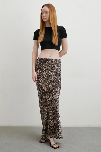Leopar Desenli Verev Etek Bej - 3