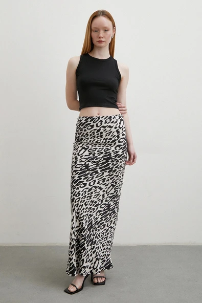 Desenli Maxi Verev Etek Ekru ürün görseli 1