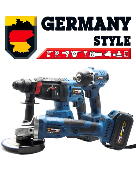 Germany Style 3 Lü Set Şarjlı Matkap Hilti 2-26mm 450nm Torklu Vidalama Somun Sıkma Şarjlı Taşlama - 2