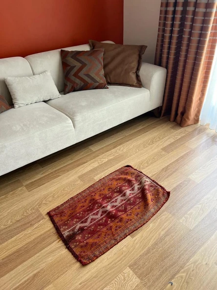 49x79 cm Küçük Renkli Vintage Kilim, El Dokuma Anadolu Kilim, Dekoratif Mini Kilim, Harika Ev Hediyesi - 2
