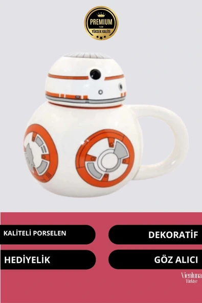 Deluxe Tasarım Dekoratif Estetik Armağan Sevgili Dost Arkadaş Porselen Uzay Star Wars Kupa Bardak - 2