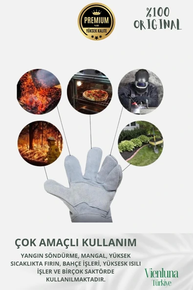 Premium Kalite Yüksek Isı Dayanımlı Kaynak Yangın Waterproof Çok Amaçlı Deri Eldiven - 7