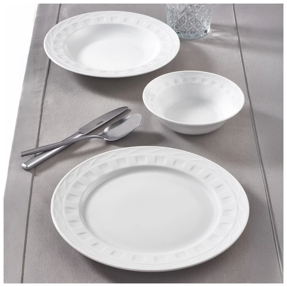 Güral Porselen Monet 18 Parça 6 Kişilik Rölyefli Yemek Takımı