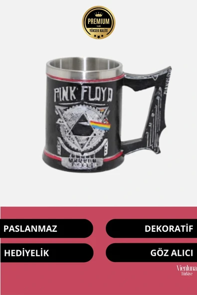 Deluxe Tasarım Dekoratif Estetik Armağan Sevgili Dost Paslanmaz Çelik Pink Floyd Kupa 12*15 cm - 2