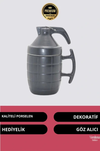 Deluxe Tasarım Dekoratif Estetik Armağan Sevgili Dost Aşk Arkadaş Porselen El Bombası Kupa Bardak - 2