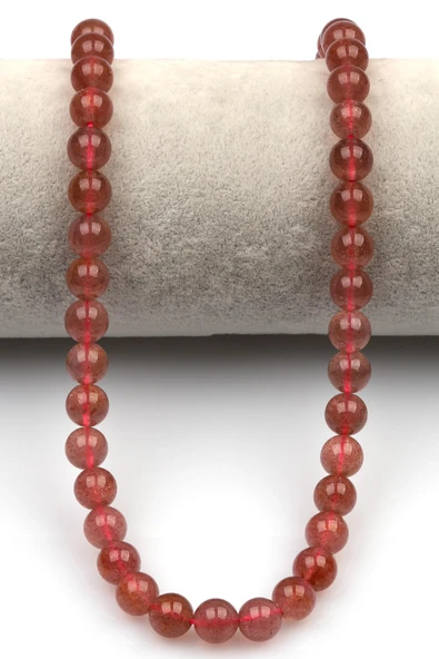 Çilek Kuvars Doğal Taş Dizi 8 mm Küre Kesim - Resim 2