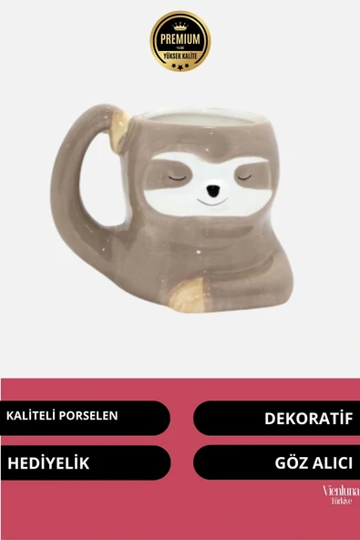 Deluxe Tasarım Dekoratif Estetik Armağan Sevgili Dost Arkadaş Porselen Koala Kupa 11*12 Cm - 2