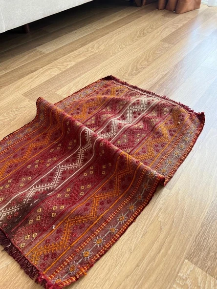 49x79 cm Küçük Renkli Vintage Kilim, El Dokuma Anadolu Kilim, Dekoratif Mini Kilim, Harika Ev Hediyesi - 9