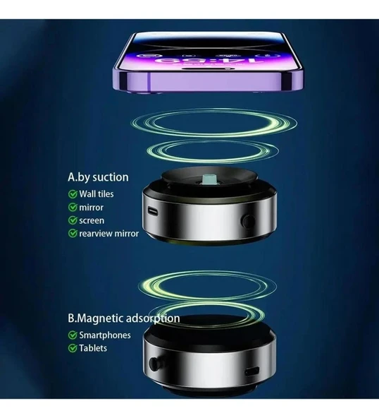 Elektirikli Vakum Magsafe Uyumlu Sabit Kafalı Araç İçi Telefon Tutucu (Zeminler İçin De Olur) X8 - 2