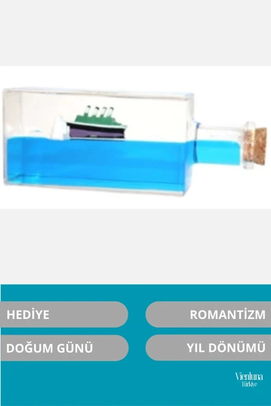 Premium Üretim Batmayan Bacalı Gemi Yıl Dönümü Aşk Sevgili Doğum Günü Hediye Şişe Akvaryum - Resim 2