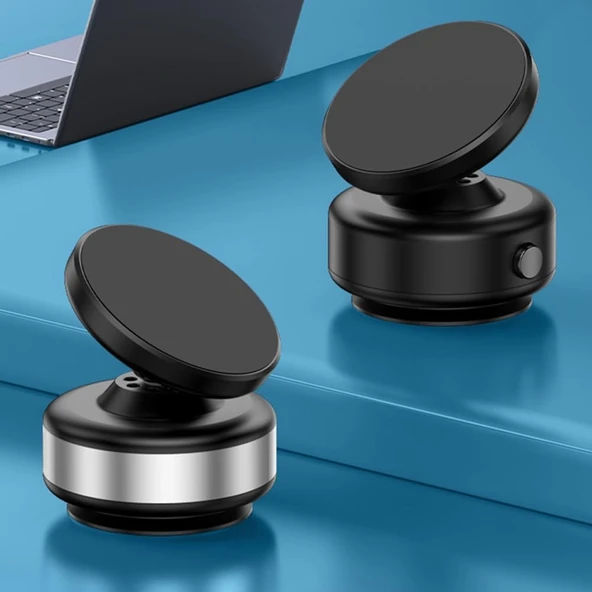 Elektirikli Vakum Magsafe Uyumlu Döner Kafalı Araç İçi Telefon Tutucu (Zeminler İçin De Olur) M12 - 2