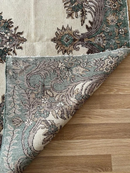 207 x 306 cm Büyük Boy Vintage Salon Halısı, Ender Desenli Harika Kondisyonlu, Çiçek Desenli - 6