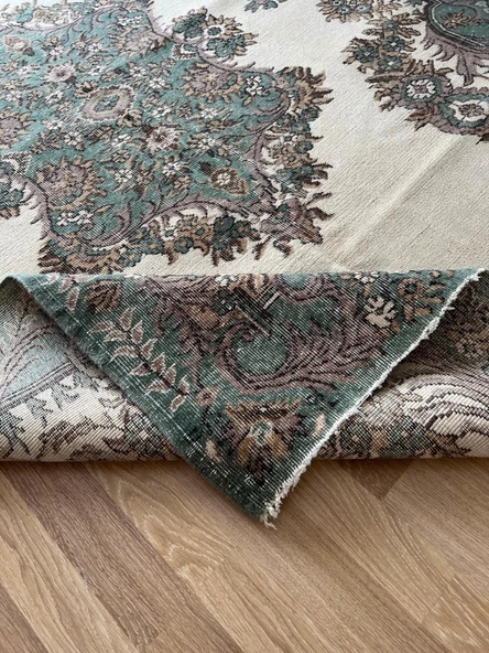 207 x 306 cm Büyük Boy Vintage Salon Halısı, Ender Desenli Harika Kondisyonlu, Çiçek Desenli - 4