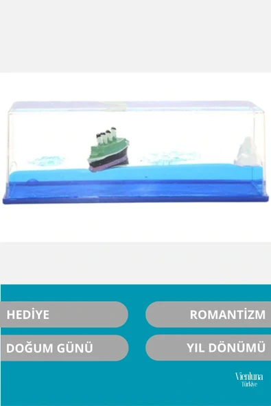 Özel Üretim Batmayan Yeşil Gemi Yıl Dönümü Aşk Sevgili Doğum Günü Hediye Akvaryum - Resim 2