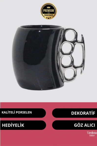 Deluxe Tasarım Dekoratif Estetik Armağan Sevgili Dost Aşk Arkadaş Porselen Siyah Kupa Bardak - 2
