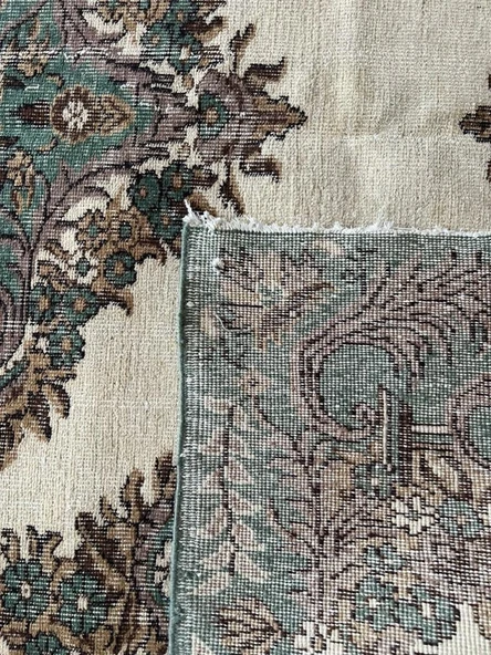 207 x 306 cm Büyük Boy Vintage Salon Halısı, Ender Desenli Harika Kondisyonlu, Çiçek Desenli - 7