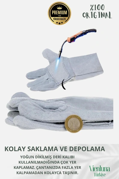 Premium Kalite Yüksek Isı Dayanımlı Kaynak Yangın Waterproof Çok Amaçlı Deri Eldiven - 3