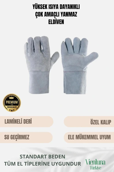 Premium Kalite Yüksek Isı Dayanımlı Kaynak Yangın Waterproof Çok Amaçlı Deri Eldiven