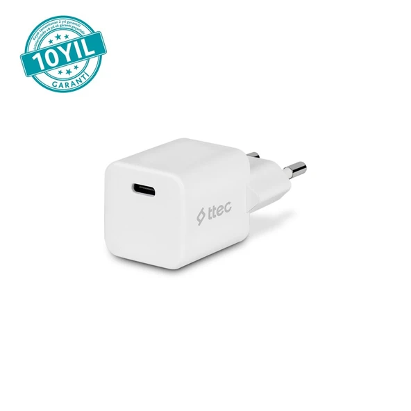 Ttec Smart Charger Pro PD 20W Şarj Aleti (Type-C Şarj Adaptörü ) Beyaz-2SCP01B