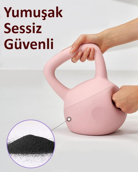 Valkyrie 6kg Soft Kettlebell Yumuşak Tabanlı Metal Kumlu  Ses Yapmaz Darbeye Dayanıklı Çift El Ağırlık - 6