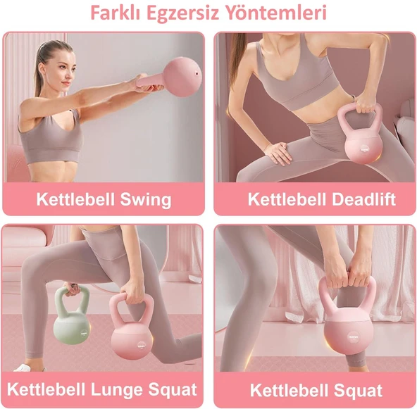 Valkyrie 5kg Soft Kettlebell Yumuşak Tabanlı Metal Kumlu  Ses Yapmaz Darbeye Dayanıklı Çift El Ağırlık - 7